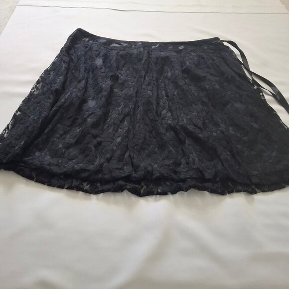 Nygard Gathered Bubble Hem Ribbon & Lace Skirt Size 22 Black Satin Ribbon Lined - Picture 3 of 13